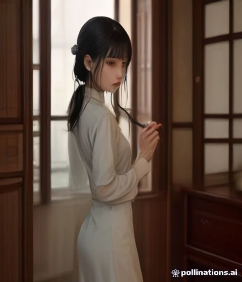 温馨室内场景中年轻女性在窗边进行国产自拍，柔和自然侧光打在面部，画面暖色调温馨自然