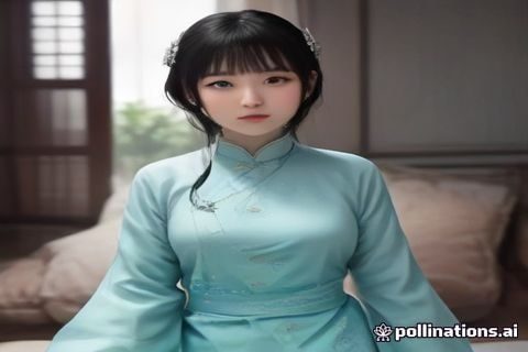 简洁白色室内背景前女生进行镜前国产自拍，穿搭时尚，画面简约干净极简风格