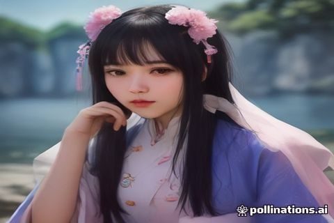 阳光明媚的户外公园里女生用国产手机进行自拍，绿色植物背景虚化，画面清新自然活力